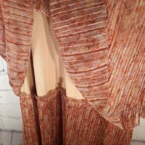 Haute Nites Metallic Orange Brown Sheer Maxi Dress - Picture 8 of 14